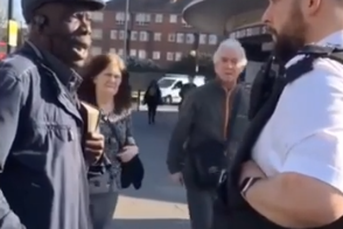 Two policemen were face with a challenge as they tried to appeal to a religious man to quit with sermonizing in London.