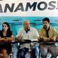 Roberto Marrero (R), pictured with other Venezuelan opposition figures in 2015, was detained by state intelligence officers, the opposition alleged