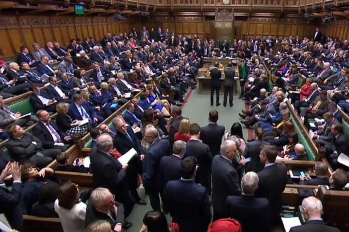 A packed parliament helds a series of vote on Brexit proposals
