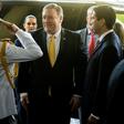 U.S. Secretary of State Mike Pompeo is welcomed by Paraguay's Military Cabinet Chief General Roque Alberto Sotelo (L) and Ambassador Federico Gonzalez (R) at the presidential palace in Asuncion