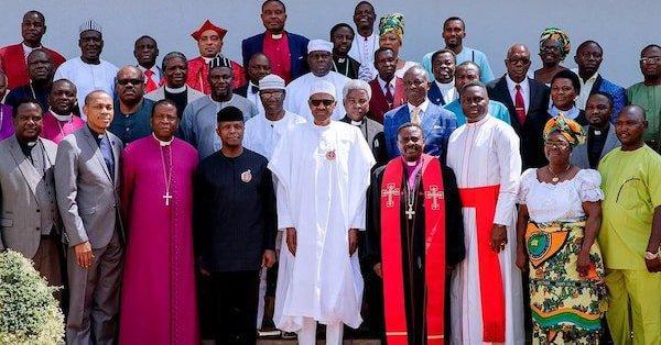 President Muhammadu Buhari and Vice-President Yemi Osinbajo after meeting with the leaders of the Christian Association of Nigeria (CAN) in Abuja [Twitter/ @legitngnews]
