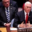 US Vice President Mike Pence speaks during a Security Council meeting about the situation in Venezuela at the United Nations in New York on April 10, 2019 in New York City