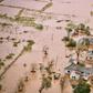 A picture shows houses in a flooded area of Buzi, central Mozambique after the passage of cyclone Idai.