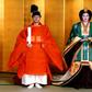Japanese Crown Prince Naruhito and his bride Masako Owada in full traditional Imperial wedding costume in 1993