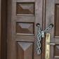 An entrance is locked with a chain at the abandoned headquarters in Riyadh of the Hariri family's collapsed construction giant Saudi Oger