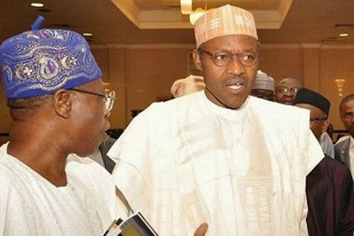 The Minister of Information and Culture, Lai Mohammed, with President Muhammadu Buhari
