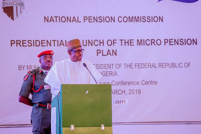 Buhari inaugurates Micro Pension Plan, pledges to restore the dignity of public servants