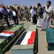 Yemenis gather for a funeral of schoolchildren killed in an explosion in the capital Sanaa