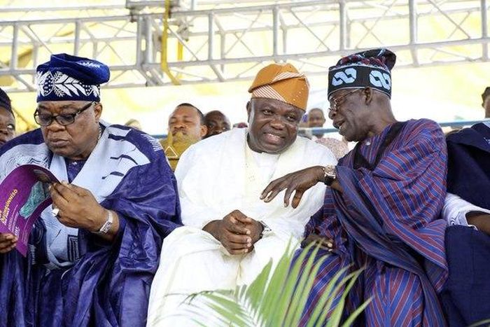 Ex-Oyo State governor, Alao Akala with Lagos State governor, Akinwunmi Ambode and APC National leader, Bola Ahmed Tinubu
