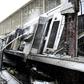 Fire fighters at the scene of a train crash in the Egyptian capital on February 27, 2019