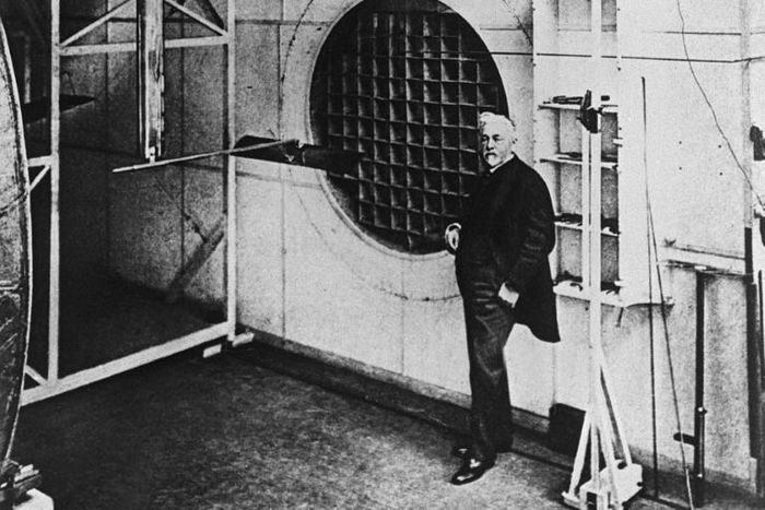 French engineer Gustave Eiffel is seen posing in his research laboratory in France in the early 20th century
