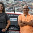 Brazilian Alvimar da Silva (R), with daughter Aline Landim, created JaUbra (Uber of slum) to serve poor Sao Paulo communities that Uber avoids