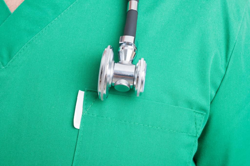 Stethoscope on medical uniform