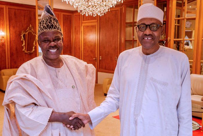 Governor Ibikunle Amosun of Ogun state and President Buhari [Twitter/@BashirAhmad]