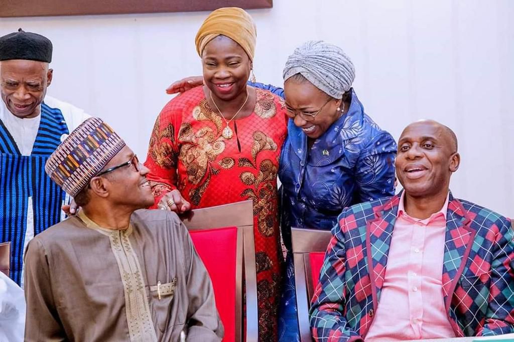 President Muhammadu Buhari, Rotimi Amaechi and Abike Dabiri-Erewa