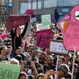 Feminists, LGTB rights campaigners and other activists marched to protest what they say are the US movement's ultra-conservative views