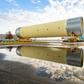 In this photo obtained from NASA, technicians at NASA’s Michoud Assembly Facility in New Orleans, move the largest piece of structural test hardware for the new deep space rocket, the Space Launch System