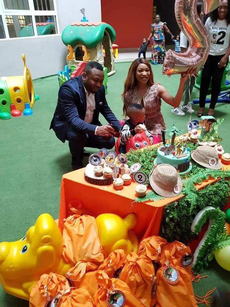 Tonto Dikeh and Churchill Oladunni at son's birthday party