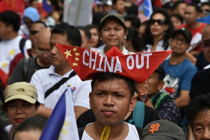 Protesters in the Philippines demonstrated against China's presence in the disputed South China Sea