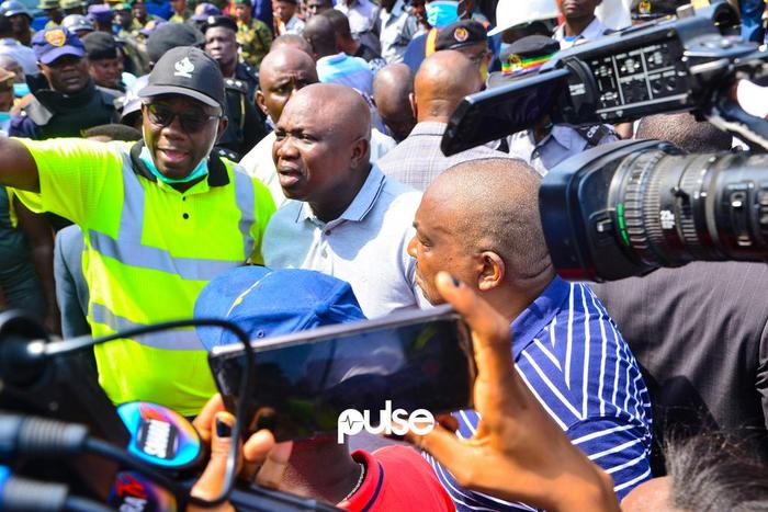 Governor Akinwunmi Ambode at the site of the collapsed building (Pulse)