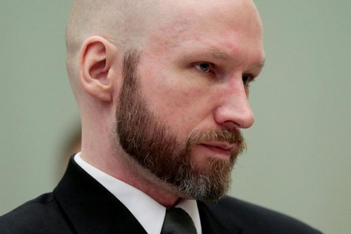 The Australian attacker in New Zealand cited Norwegian far-right extremist killer Anders Behring Breivik, picture here at his trial, as an influence