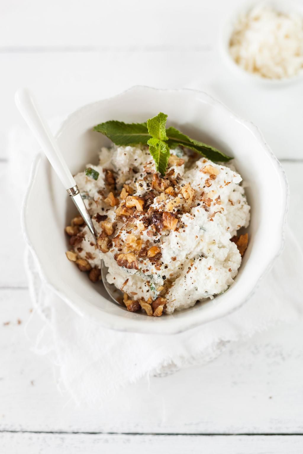 Cottage cheese with fresh mint