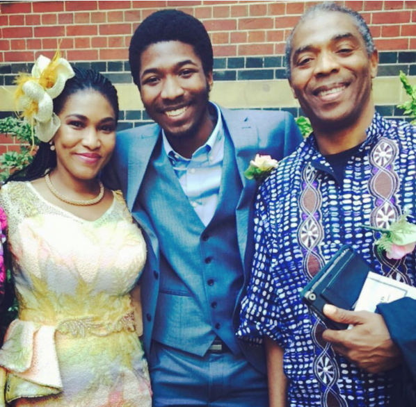 Made Kuti flanked by his parents Funke and Femi Kuti [Qed]