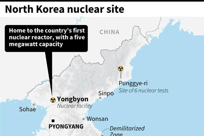 Map showing the Yongbyon nuclear site in North Korea.