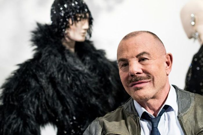 French fashion designer Thierry Mugler poses during the presentation his exhibition "Couturissime" at the Montreal Museum of Fine Arts, on February 26, 2019