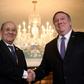 US Secretary of State Mike Pompeo (right) raises objections to France's plans to tax digital giants in a meeting in Washington with Foreign Minister Jean-Yves Le Drian