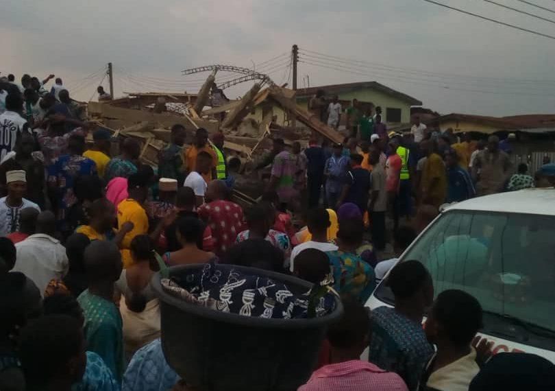 The crowd who visited the site of a building collapse in Ibadan, Oyo State, were helpless in the absence of emergency tools to help rescue the victims The Nation