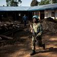 A UN peacekeeper patrols outside an Ebola treatment centre in Butembo in northeastern Democratic Republic of Congo