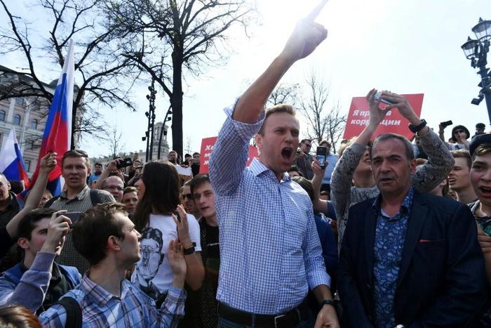 Russian opposition leader Alexei Navalny, seen here at a 2018 anti-Putin rally, hailed the court's ruling as a "victory"