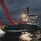 The bow door of the ferry M/S Estonia was lifted from the bottom of the sea after it sank in the Baltic Sea in 1994