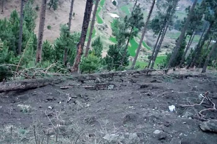 Photograph released by Pakistan's Inter Services Public Relations shows damage in hilly terrain in the Balakot area where Pakistan said Indian planes briefly violated its airspace