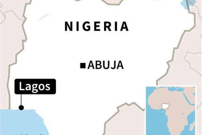 Map locating Lagos, where a four-storey building collapsed Wednesday, trapping scores of people.