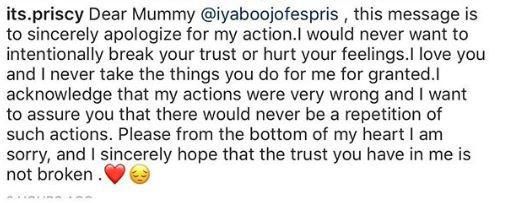 Iyabo Ojo's daughter tries to regain her trust after hanging out at a strip club
