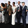 The global film market grew by nine percent, driven by hits such as "Black Panther," whose cast is pictured here