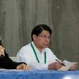 Vatican ambassador Waldemar Sommertag (L) and Nicaraguan Foreign Minister Denis Moncada announce a breakthrough in peace talks between the government and opposition