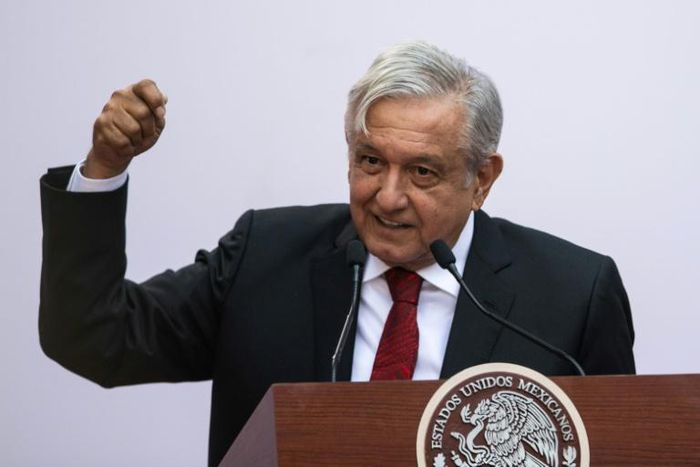 Mexican President Andres Manuel Lopez Obrador delivers his report on the first 100 days of government, at the National Palace in Mexico City on March 11, 2019