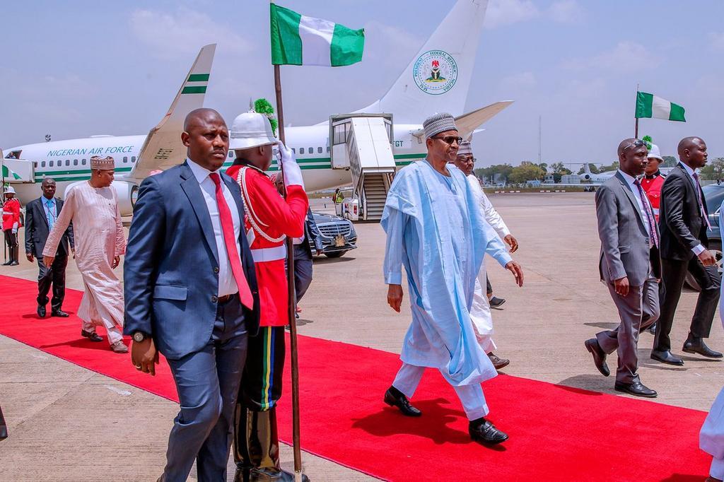 President Muhammadu Buhari arriving Abuja from Katsina after participating in the Governorship and state Assembly elections on Saturday March 9, 2018