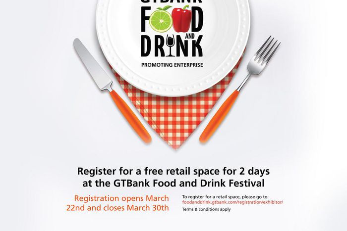 Apply for a free retail stall at the 2019 GTBank Food and Drink Festival