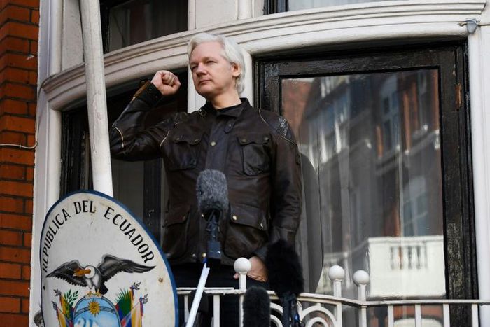 WikiLeaks founder Julian Assange speaks from the balcony of Ecuador's embassy in London, on May 19, 2017