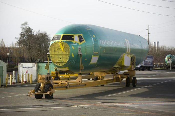 The body of a Boeing 737 MAX airplane is pictured at the Boeing Renton Factory in Renton, Washington, as the company goes all out to respond to safety concerns about its top-selling plane