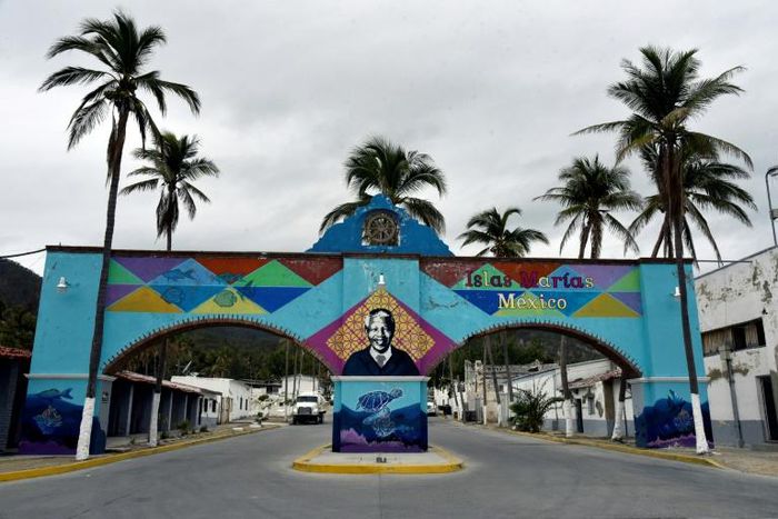 The entrance to Mexico's Islas Marias federal prison on Isla Maria Madre in the Pacific Ocean