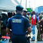 A policeman at a polling unit in Oniru. Armed officers were present at polling units and roads during the election (Pulse)