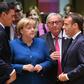 French President Emmanuel Macron (R, pictured October 2018), German Chancellor Angela Merkel (L) and European Commission president Jean-Claude Juncker (C) will meet with Chinese President Xi Jinping to discuss trade and climate