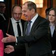 Russian Foreign Minister Sergei Lavrov, right, speaks with Venezuelan Vice President Delcy Rodriguez during a meeting in Moscow on March 1, 2019