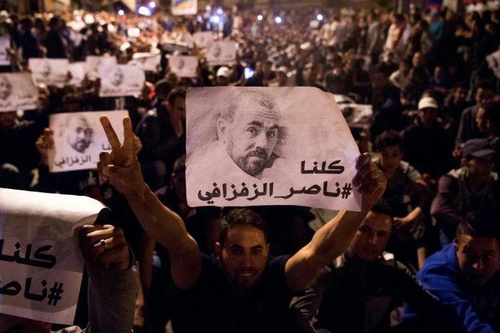 The Al-Hirak al-Shaabi protests took hold of Morocco's northern Rif region and the movement's leader Nasser Zafzafi (posters) and three others received sentences of 20 years for threatening the security of the state
