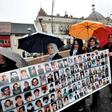 People gathered in the centre of the northeastern Bosnian city of Tuzla to demand justice over the Srebrenica killings